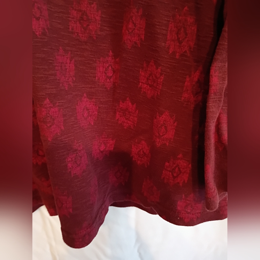 Northcrest Burgundy Size 1x 3/4 Lace-Up Long Sleeve Shirt. - Picture 8 of 8